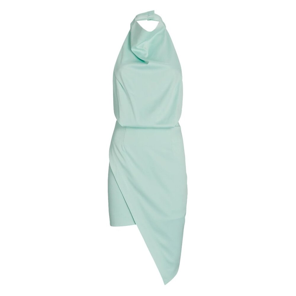 🆕ELLIATT Camo Asymmetric Satin Halter Dress Seafoam Small 4 - Picture 7 of 13